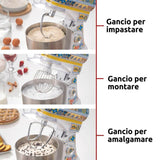Ariete 1588 Impastatrice Positano Planetaria 7 velocità 2400 Watt 5.5 litri Tazza Acciaio Inox