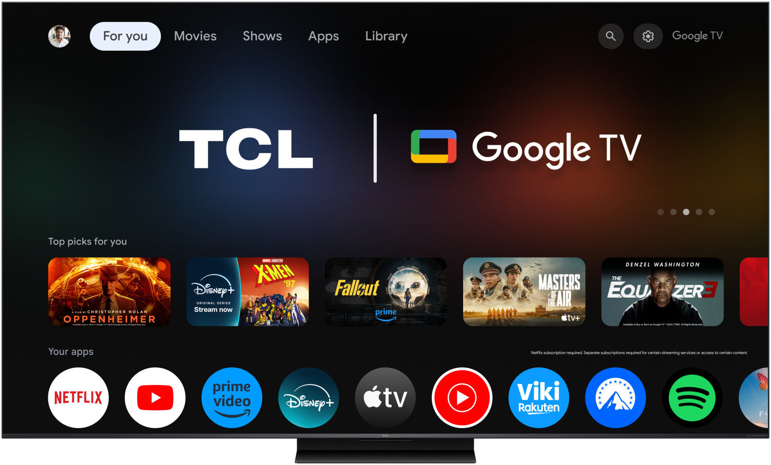 TCL C7L TV 55C7L SQD Mini LED da 55", 4K HDR, 2700 nit, 800 zone di dimming, Google TV, 144Hz, Dolby Vision Atmos, Audio Bang Olufsen