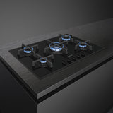 Smeg Cucina PV275B Piano Cottura Superficie Piana 72 cm Gas 5 Fornelli Nero