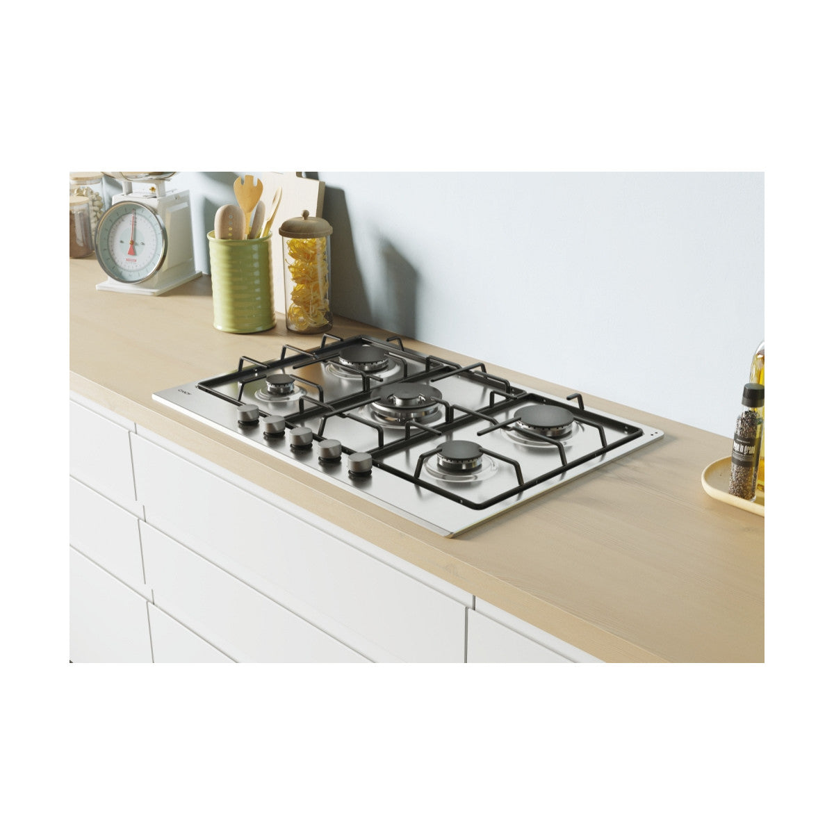 Candy Moderna CHW74WX piano cottura Acciaio inox Da incasso 75 cm Gas 5 Fornelli