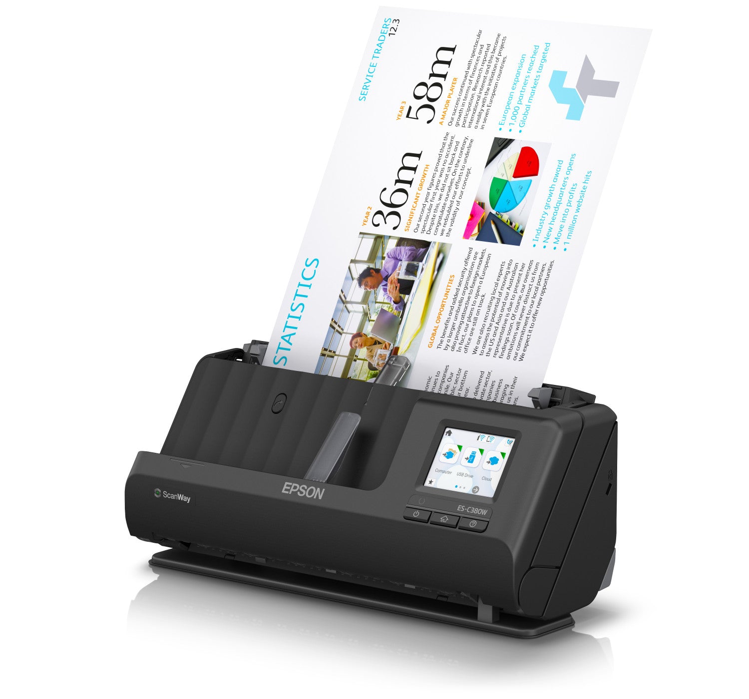Epson ESC380W Scanner con ADF alimentatore di fogli 600x600 DPI A4 Nero