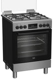 Beko Cucina Forno Elettrico Ventilato con Grill Elettrico e Timer, coperchio in vetro, ventilazione tangenziale, Classe A, Display LED XL, Piedini, Inox