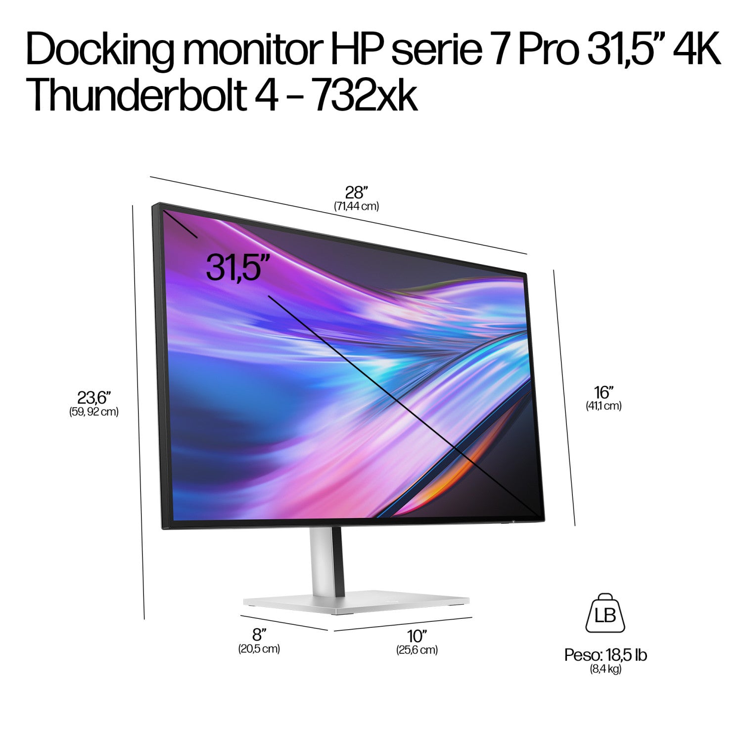 HP Series 7 Pro Docking Monitor serie 7 Pro 31,5 pollici 4K Thunderbolt 4 732xk