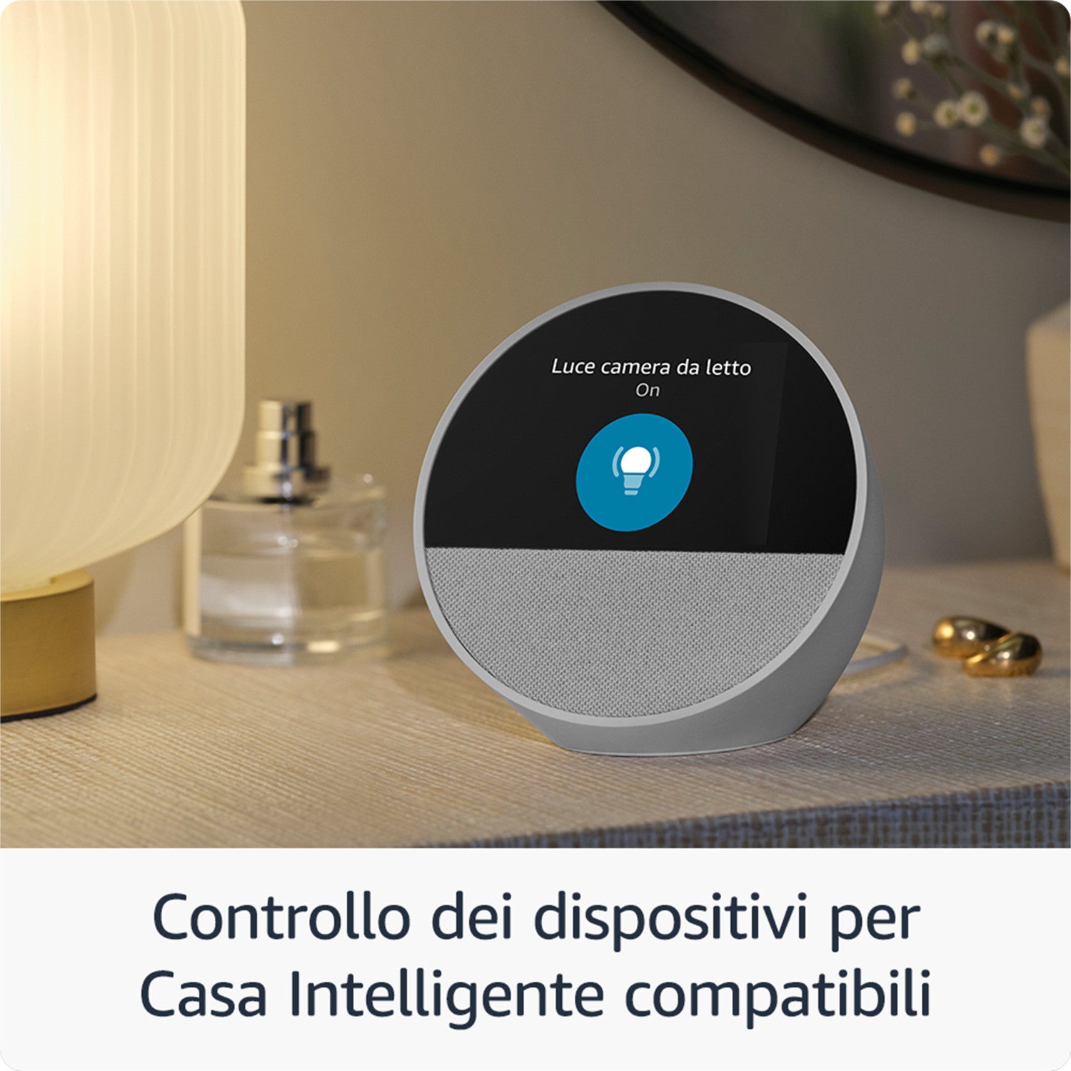 Amazon Nuovo Echo Spot (modello 2024) Sveglia intelligente con suono di qualità e Alexa Nero