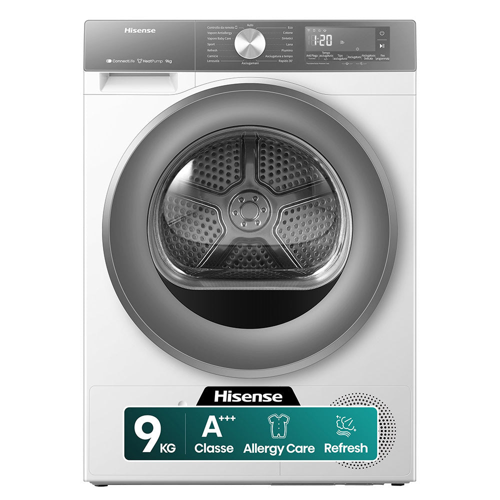 Hisense DH3S902BWCC asciugatrice Libera installazione Caricamento frontale 9 kg Bianco