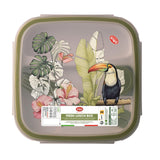 Snips Fresh Lunch Box Quadrato Tucano Con Posate, Vassoio E Salsiera, 4 Chiusure Di Sicurezza, 1,5 Lt, 21x21x8 Cm, Made In Italy