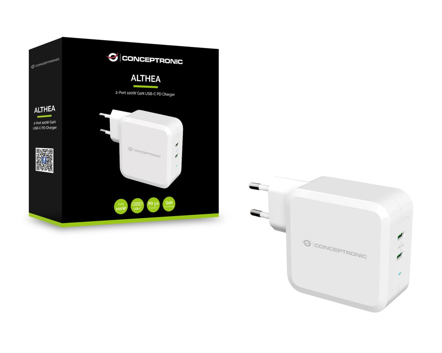 Conceptronic ALTHEA08W Caricabatterie per dispositivi mobili Universale Bianco AC Interno