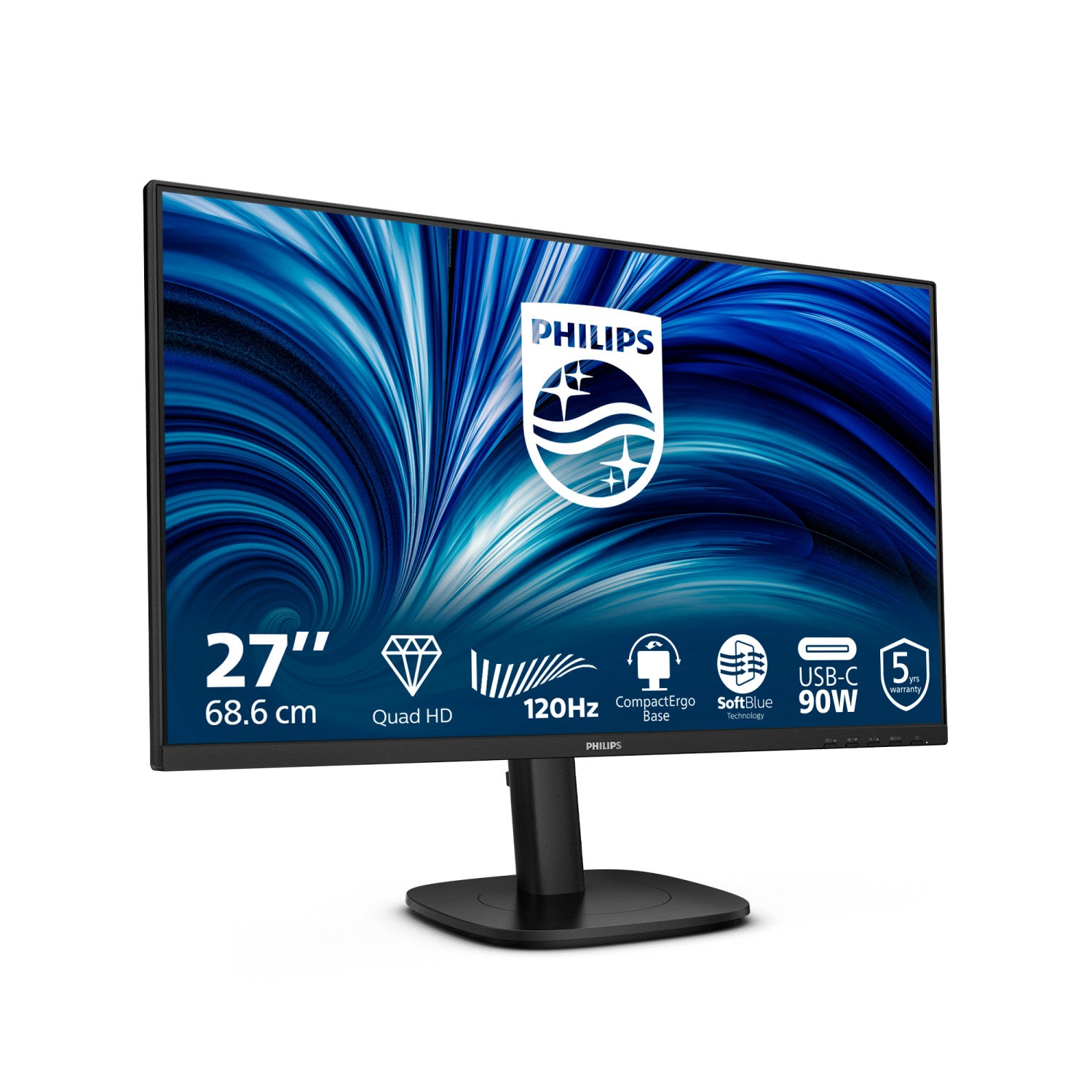 Philips 3000 series 27B2U3601/00 Monitor PC 68,6 cm (27") 2560 x 1440 Pixel Quad HD LCD Nero