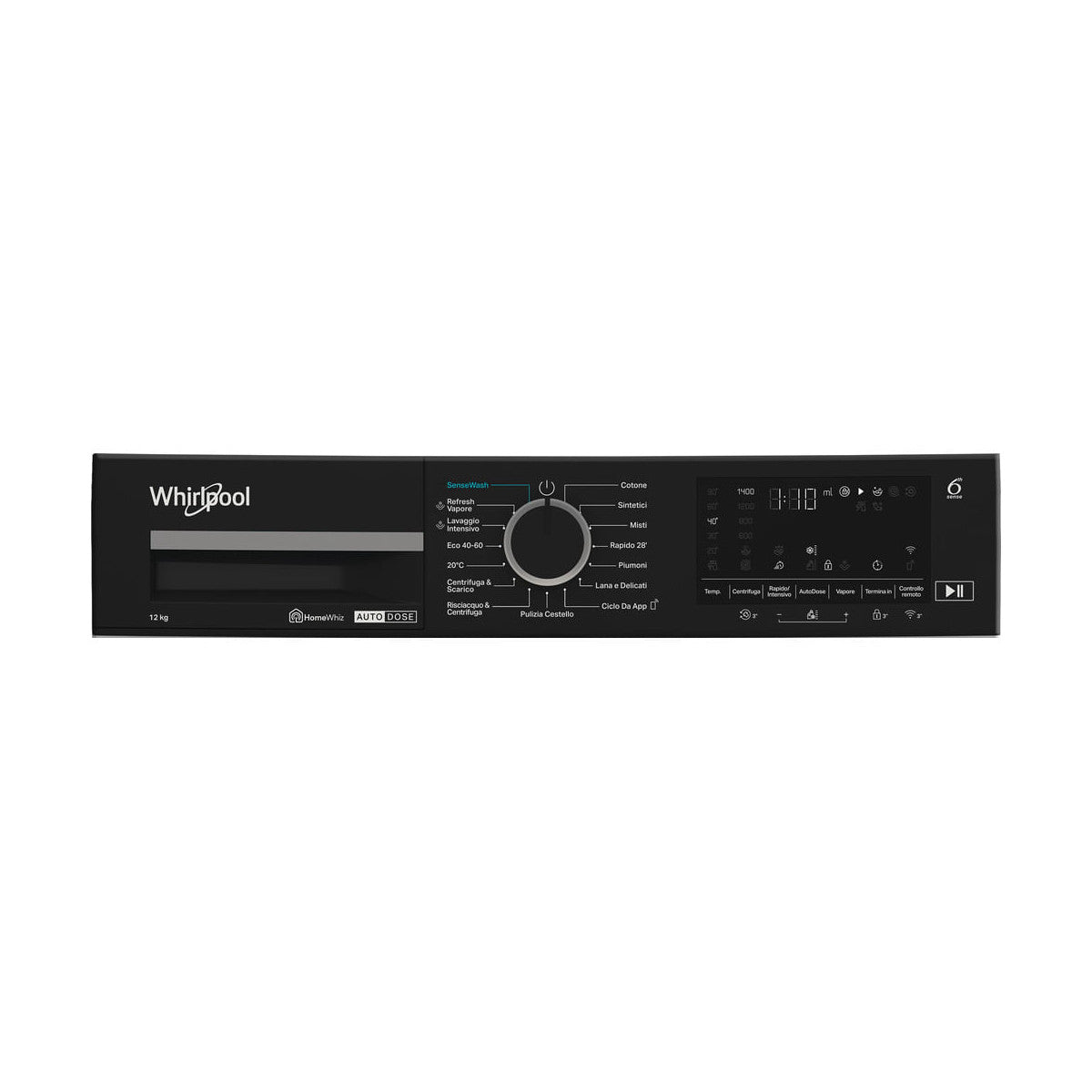 Whirlpool FRONT LOADER STD, Capacità 12kg, classe A -10%, bianco, Autodose, vapore, porta nera, Wi-Fi Venduto come Grado B 8003437061998