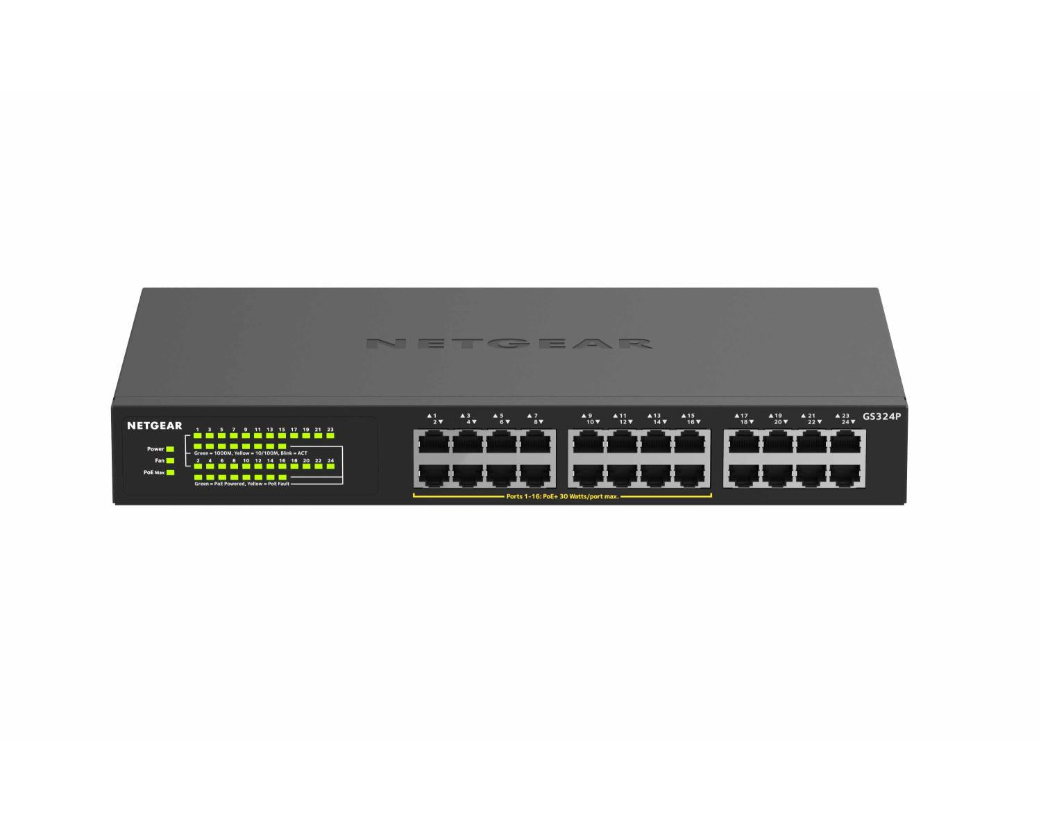 NETGEAR GS324P Non gestito Gigabit Ethernet (10/100/1000) Supporto Power over Ethernet (PoE) 1U Nero