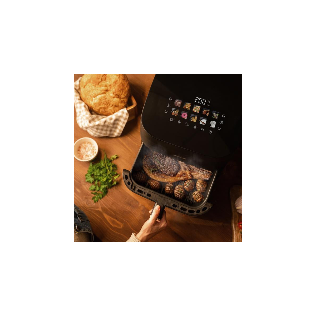 Cecotec Cecofry Grill Smokin' 8500 Singolo 8,5 L 2200 W Friggitrice ad aria calda Nero, Marrone