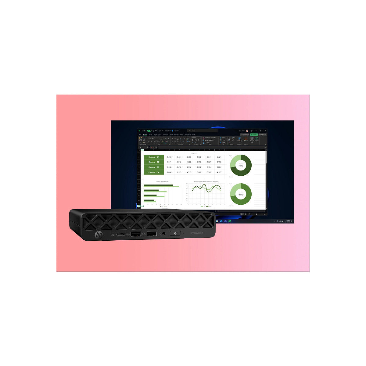 HP ProDesk 4 Mini G1i Desktop AI PC Intel Core Ultra 7 265T 24 GB DDR5-SDRAM 1 TB SSD Windows 11 Pro Mini PC