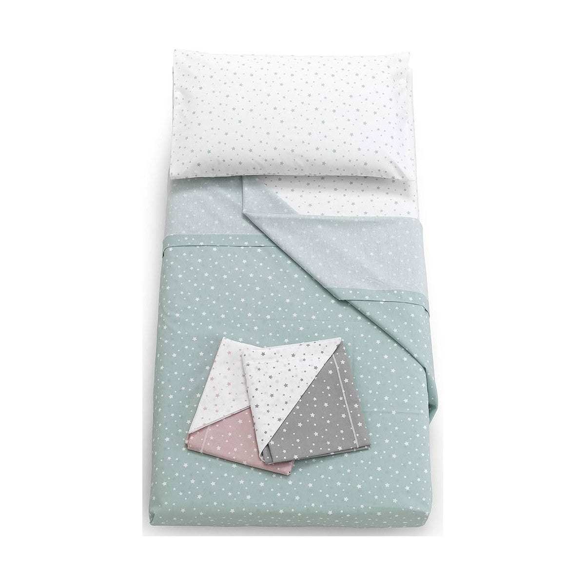 Baby Idea Set Lenzuola Lettino L2006VD Stelline Verde