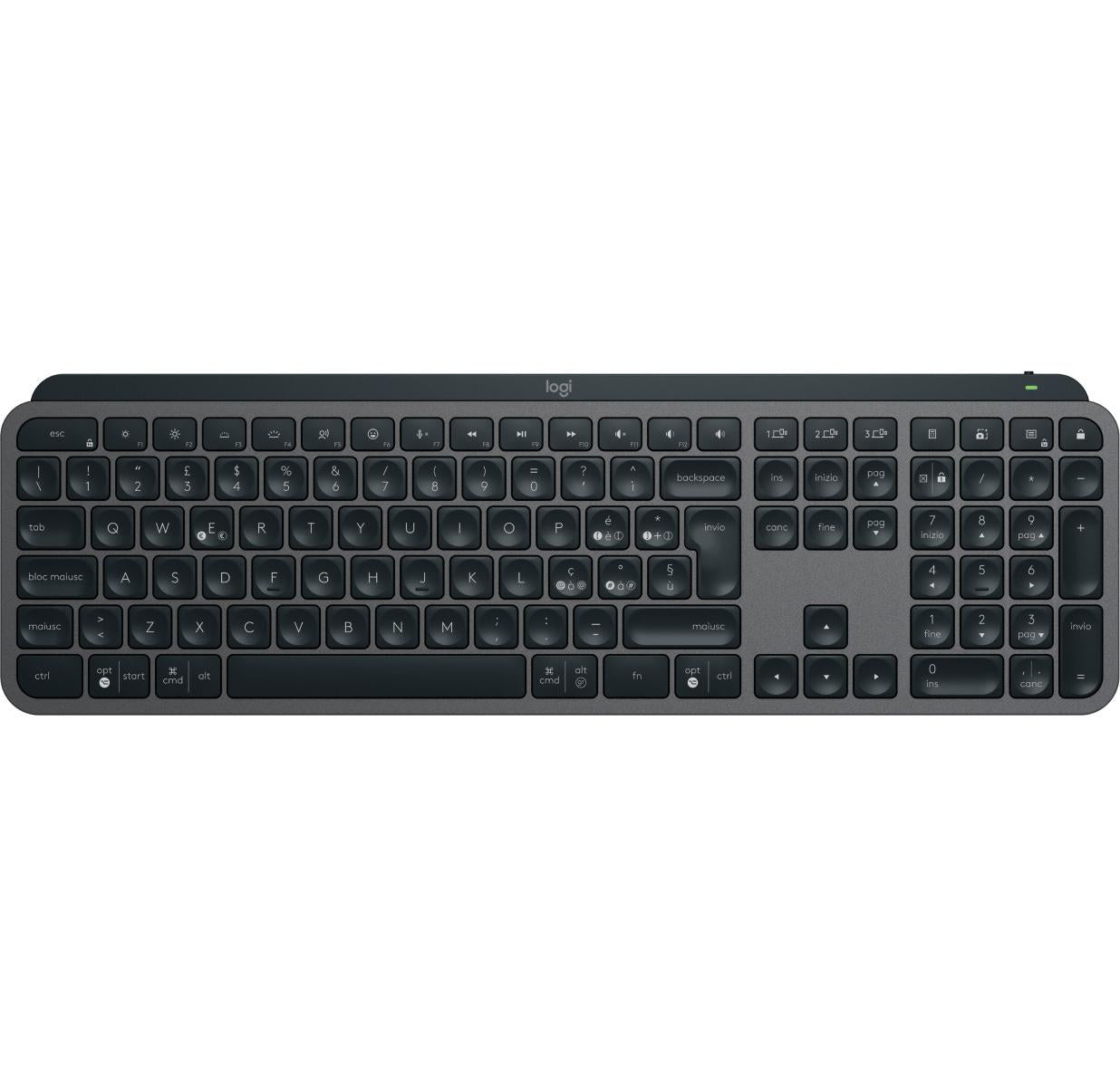 Logitech MX Keys S tastiera RF senza fili Bluetooth QWERTY Italiano Grafite
