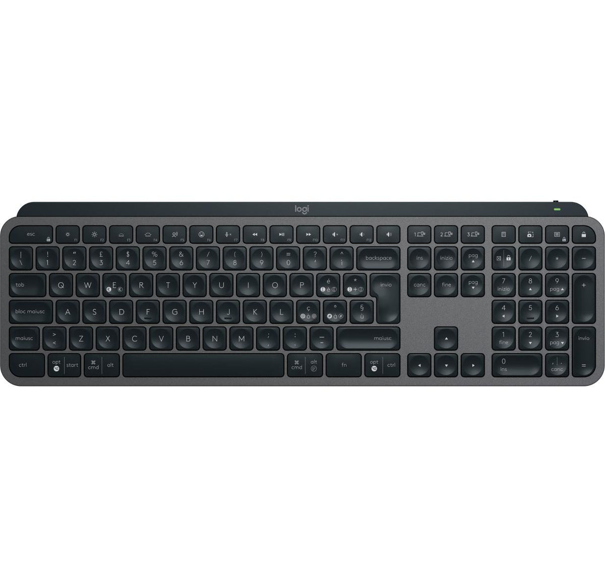 Logitech MX Keys S tastiera RF senza fili Bluetooth QWERTY Italiano Grafite