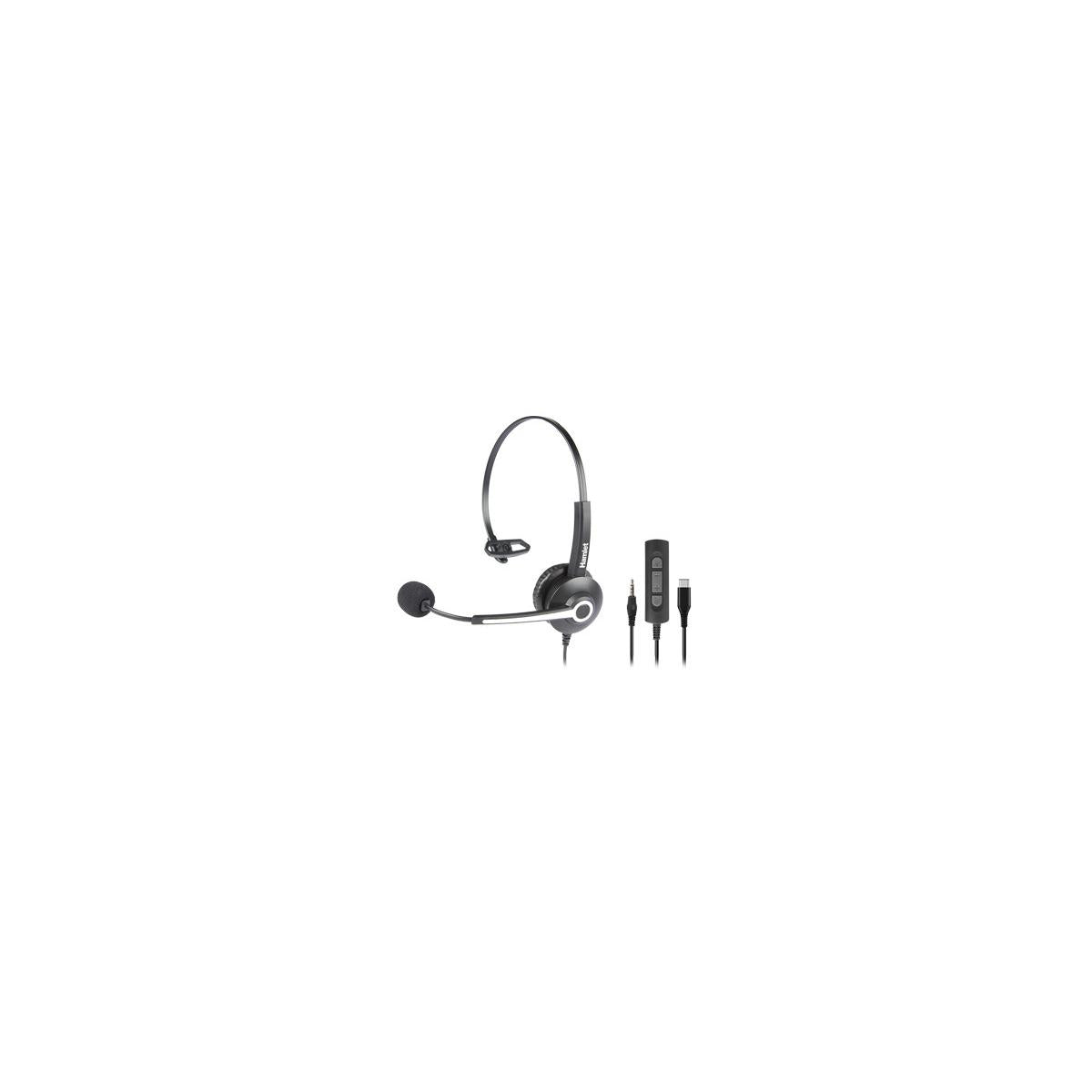 Hamlet HHEADM-CJM Cuffie Cablato a Padiglione Ufficio USB tipo-C Nero