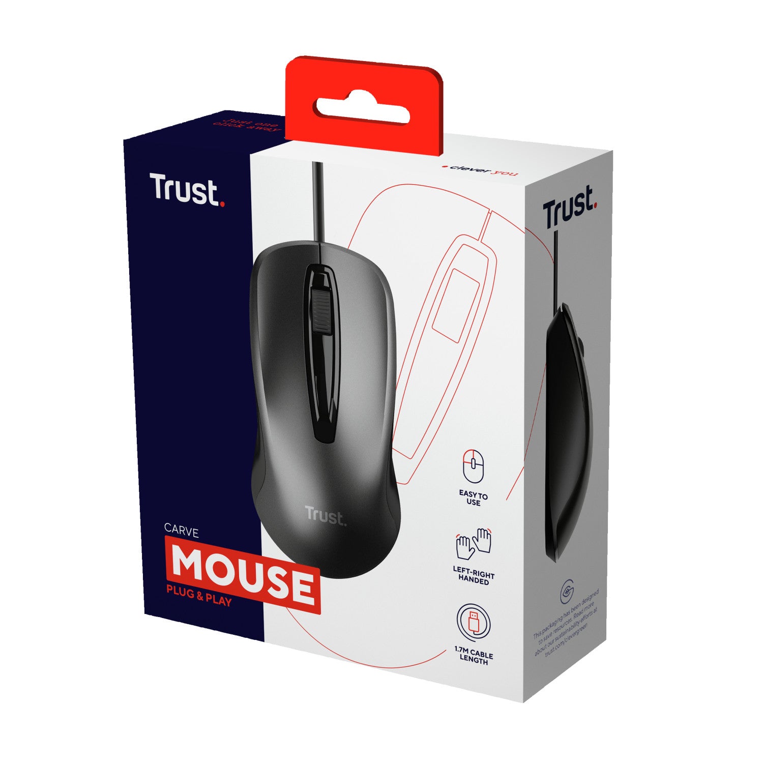 Trust Carve mouse Ambidestro USB tipo A Ottico 1200 DPI