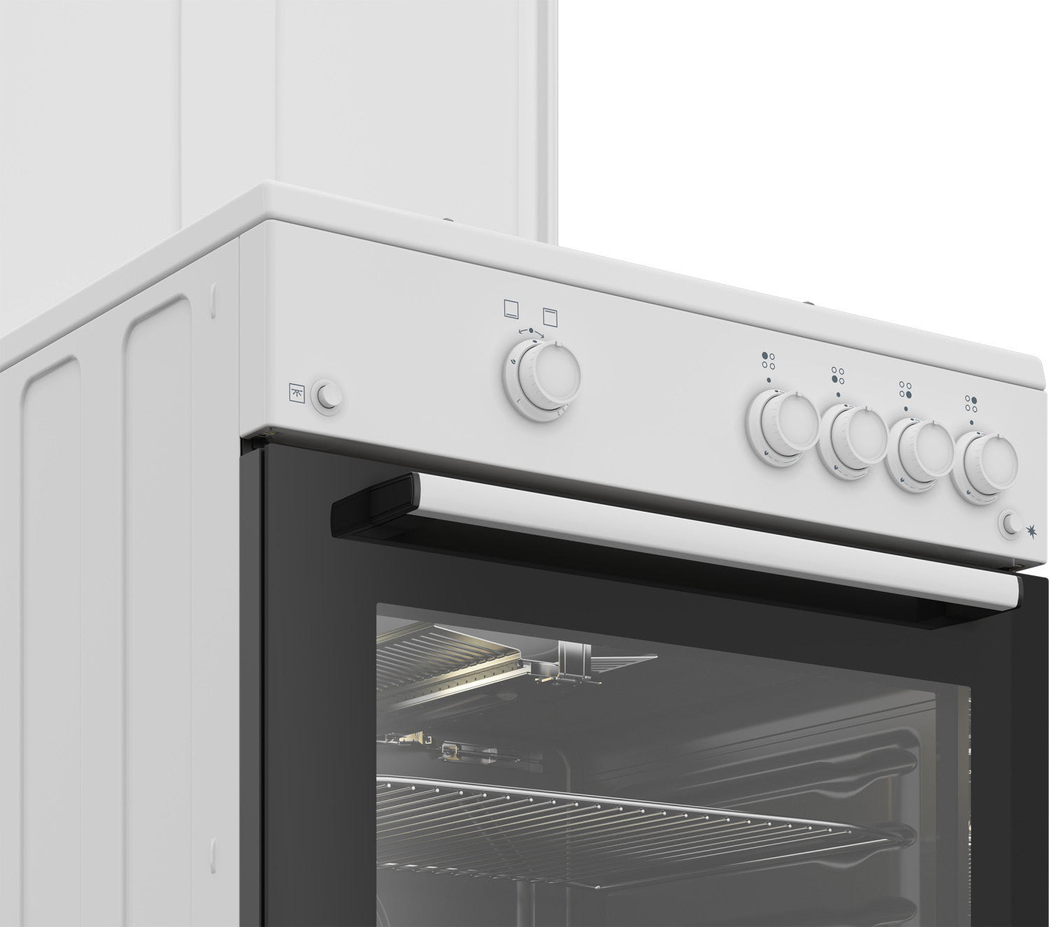 Beko Cucina Forno a Gas,coperchio in metallo, ventilazione tangenziale, Classe A, Bianco