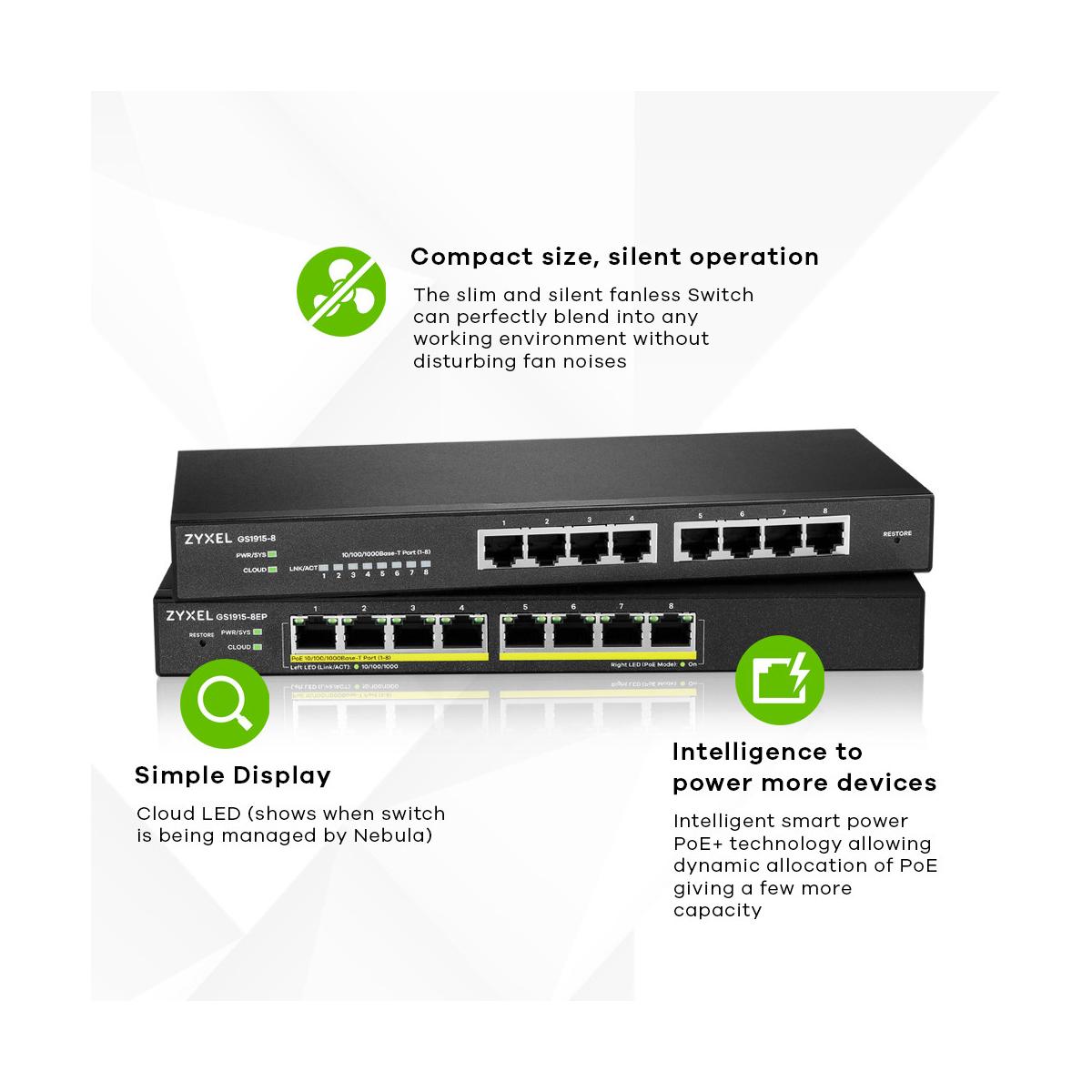 Zyxel GS1915-8 Gestito L2 Gigabit Ethernet (10/100/1000) Nero
