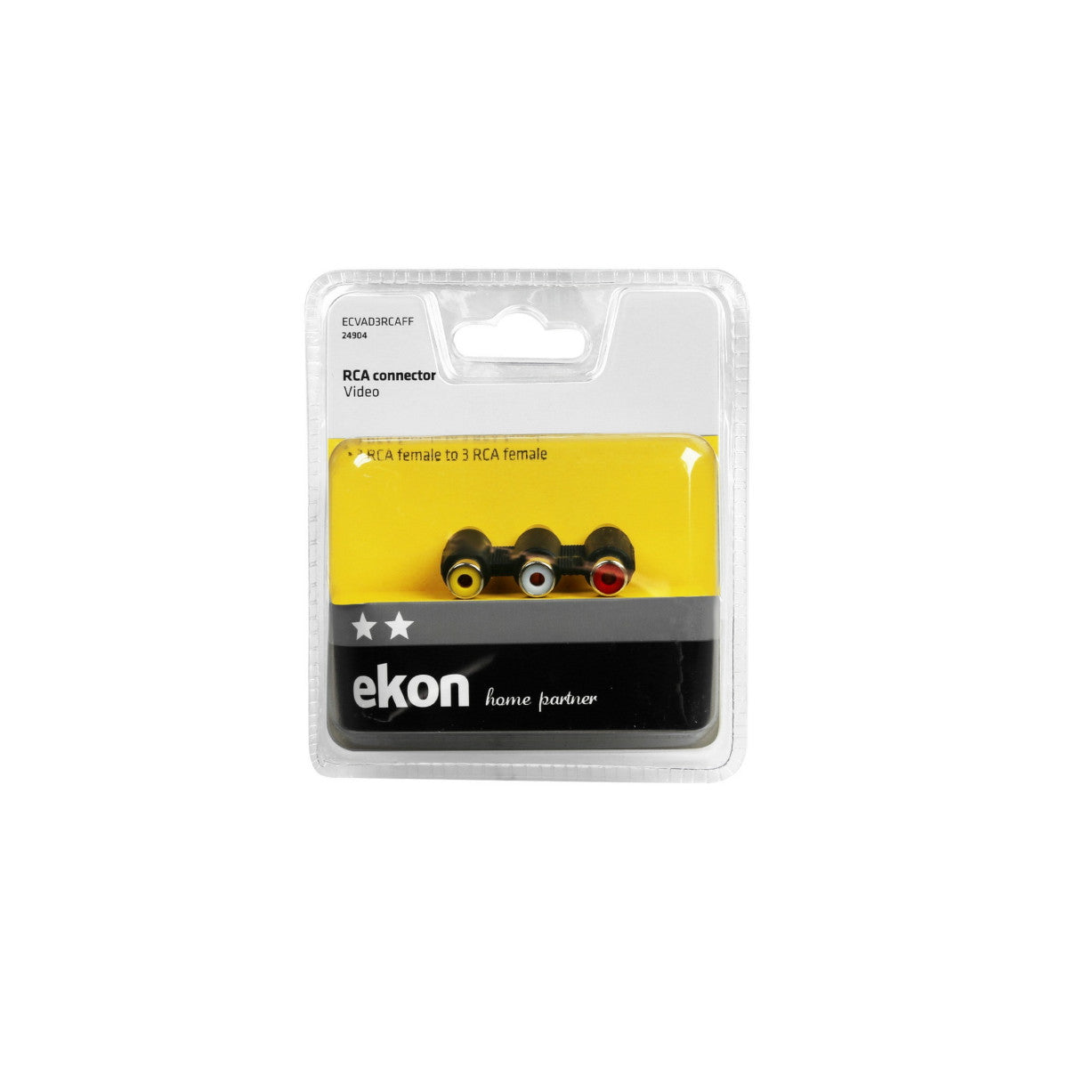 Ekon ECVAD3RCAFF adattatore per inversione del genere dei cavi 3 x RCA Nero