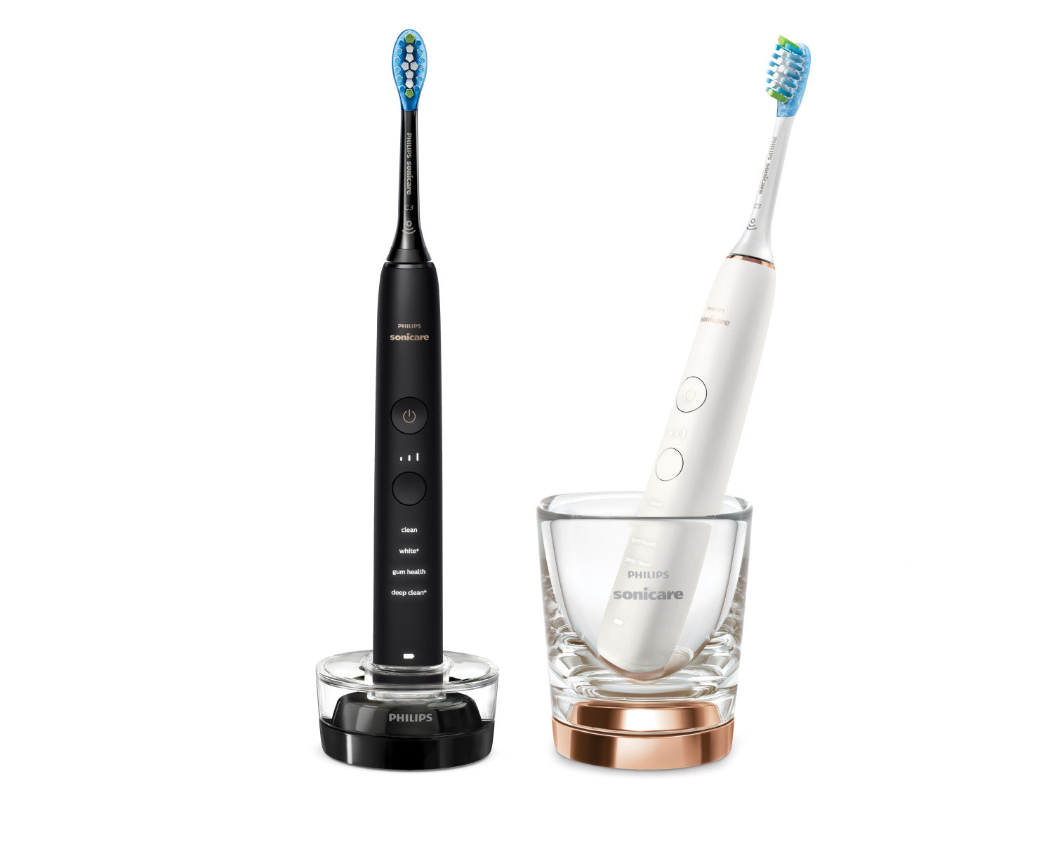 Philips Sonicare DiamondClean serie 9000 Sonicare Spazzolini Elettrici Sonici con App, confezione da 1 spazzolino bianco e 1 spazzolino nero HX9914/57