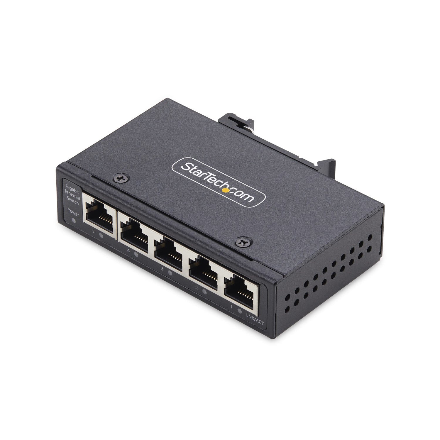 StarTech.com Switch di Rete Industriale non gestito a 5 porte, 100/1000 Ethernet, montaggio su guida DIN/parete, Switch Gigabit IP30 robusto, -40 - 75 C, 9 60V CC, TAA