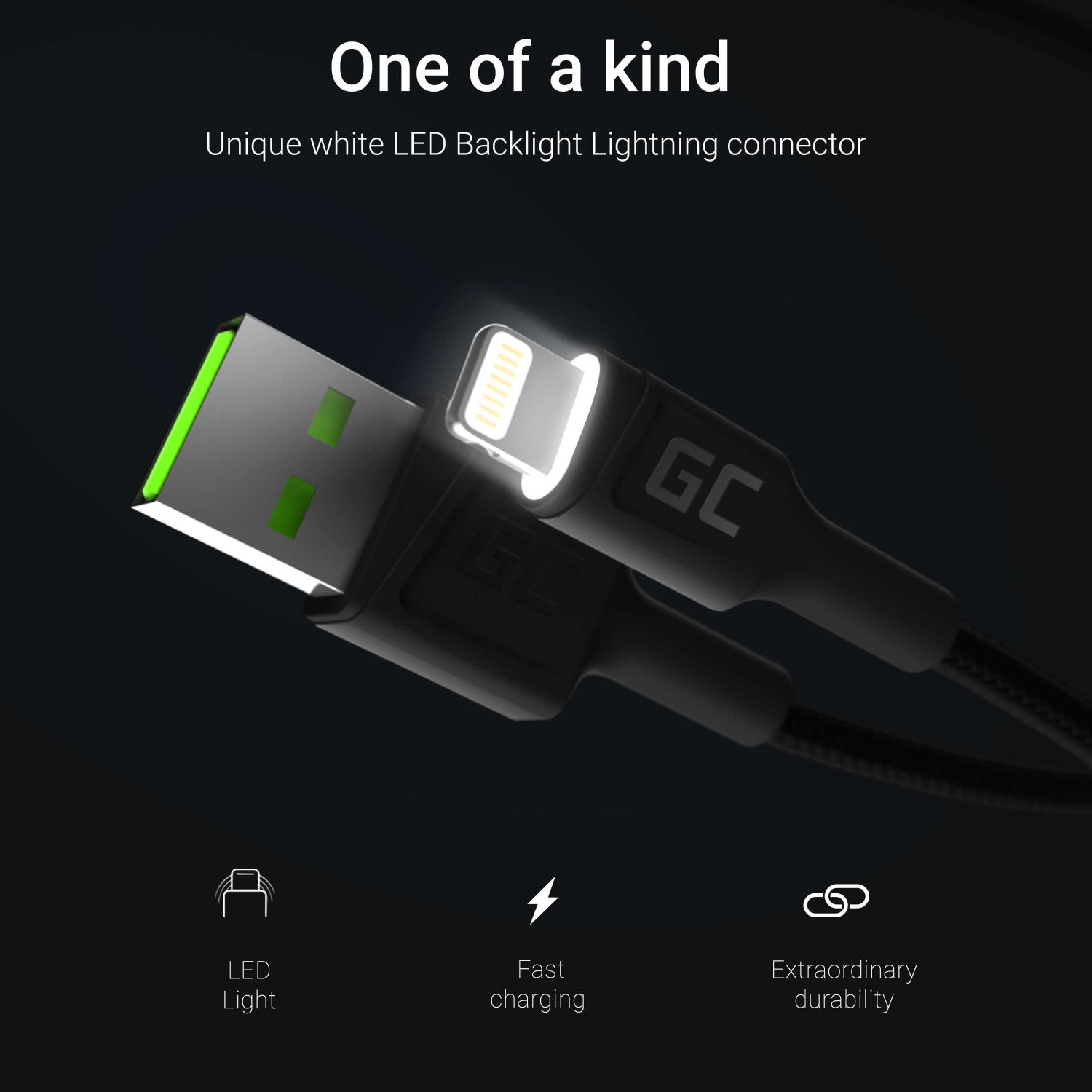 Green Cell KABGC05 cavo Lightning 1,2 m Nero