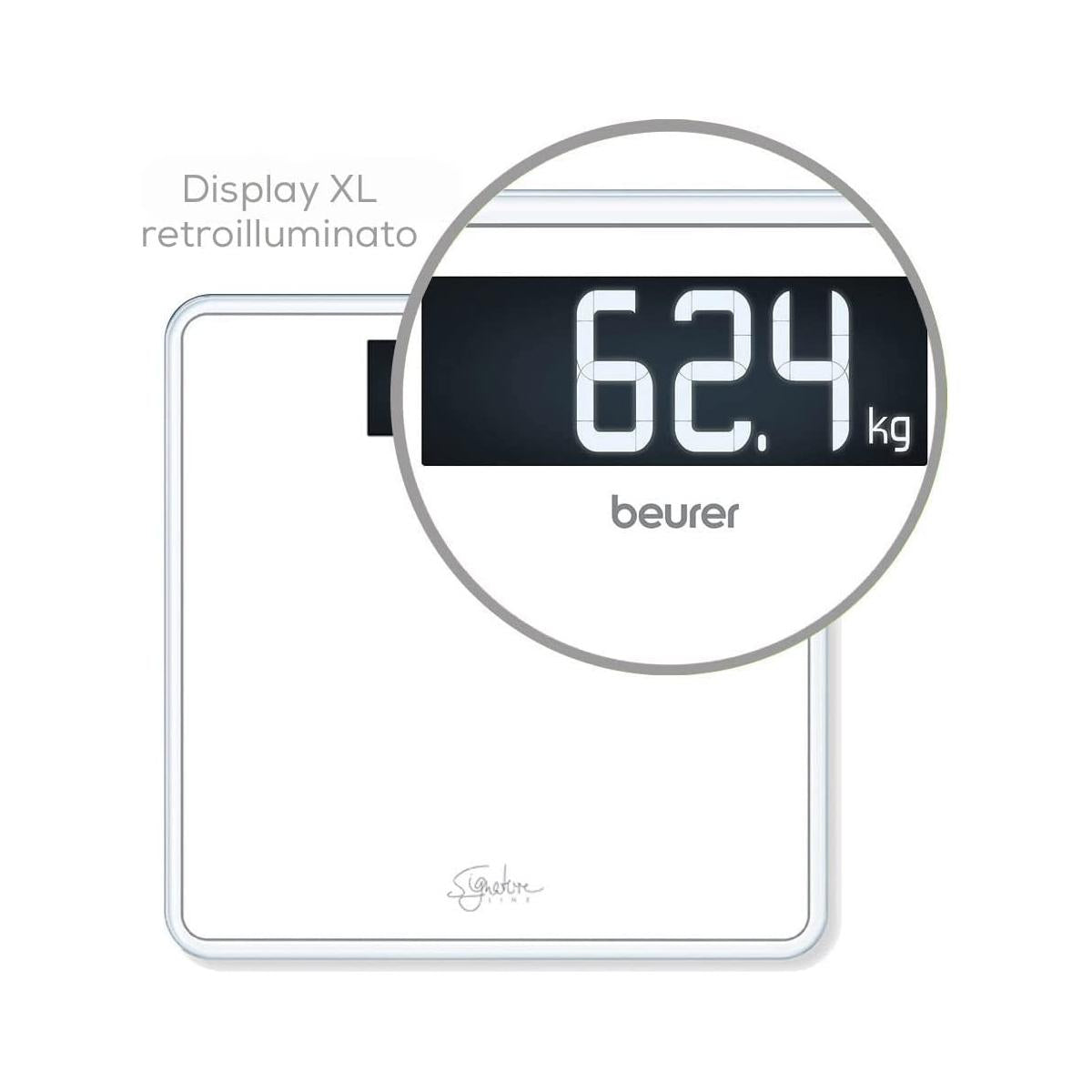 Beurer GS 400 SignatureLine White Bilancia in Vetro con Portata fino a 200 kg 31 x 31 cm Bianco