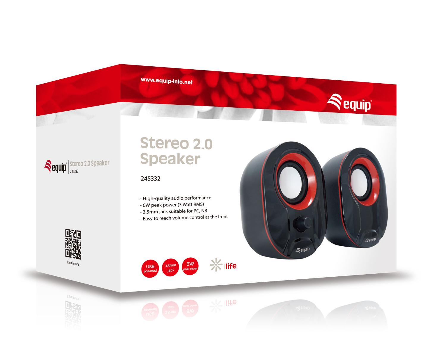 Equip 245332 Altoparlante Mini per PC e Portatile Cablato 6 W Nero Rosso