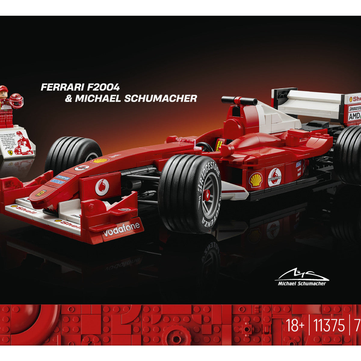 LEGO Icons Ferrari F2004 e Michael Schumacher 11375 Set da Costruzione 735 Pezzi per Adulti
