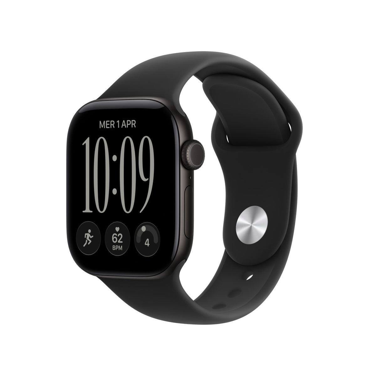 Apple Watch Series 12 GPS + Cellular, cassa 42 mm in alluminio nero con cinturino Sport nero - S/M