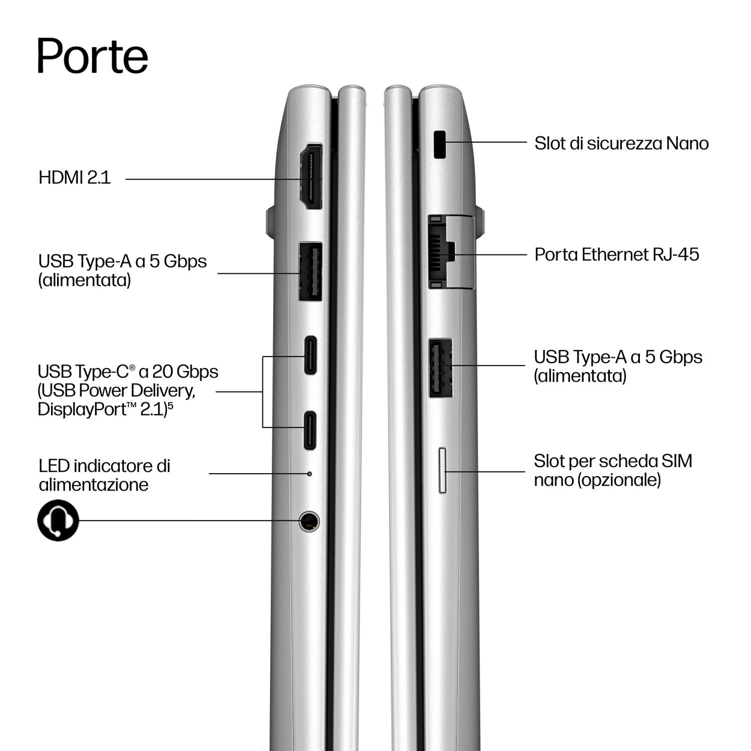 HP DQ6M8AT laptop Intel Core 5 Computer portatile 35,6 cm (14") WUXGA 16 GB LPDDR5x-SDRAM 512 GB SSD Wi-Fi 7 (802.11be) Windows 11 Pro AI PC Argento