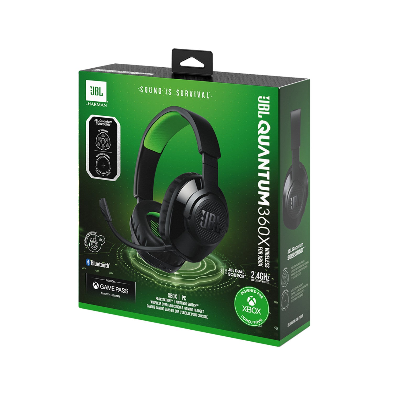 JBL Quantum 360X Auricolare Wireless A Padiglione Gaming USB tipo-C Bluetooth Nero, Verde