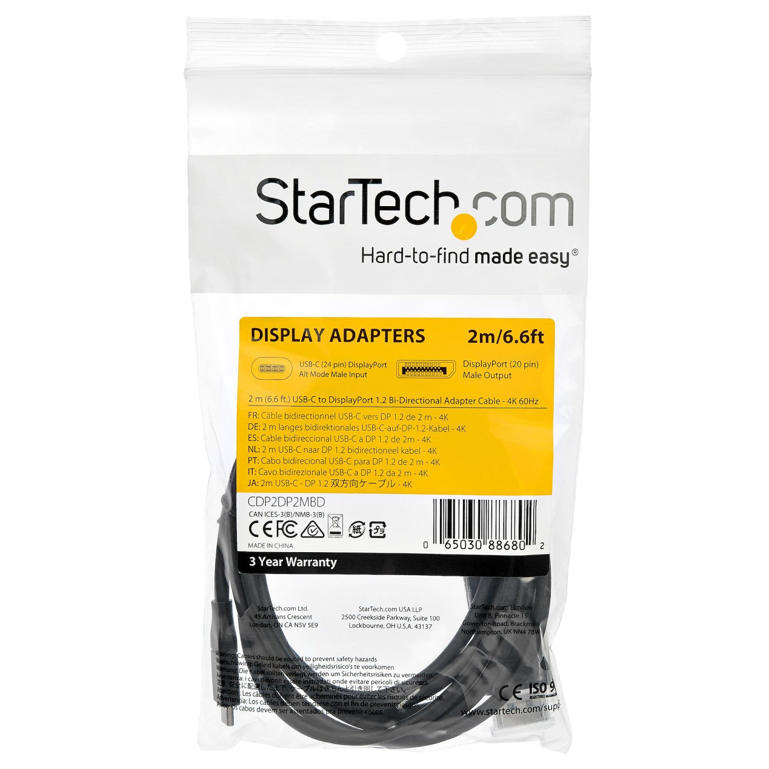 StarTech.com CDP2DP2MBD cavo e adattatore video USB tipo-C Nero