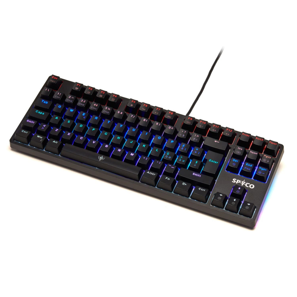 Spyco Tastiera Meccanica Gaming Tenkeyless Challenge KE-112, Layout Italiano 87 Tasti, Switch Outemu Marroni, Retroilluminazione LED RGB