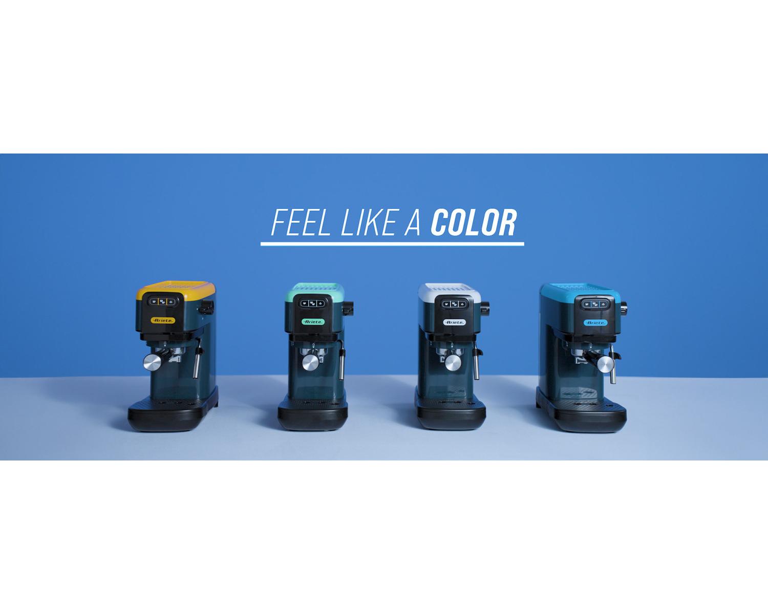 Ariete 1399 Macchina da caffè espresso Light Aquamarine, Per polvere e cialde ESE, 1300 W, Capacità 1,1L, 15 bar di pressione, Filtro 1, 2 tazze e cialda ESE, Cappuccino, Verde