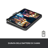 Logitech Slim Folio Custodia con Tastiera Bluetooth QWERTY Italiano per Apple Ipad 10 Grigio