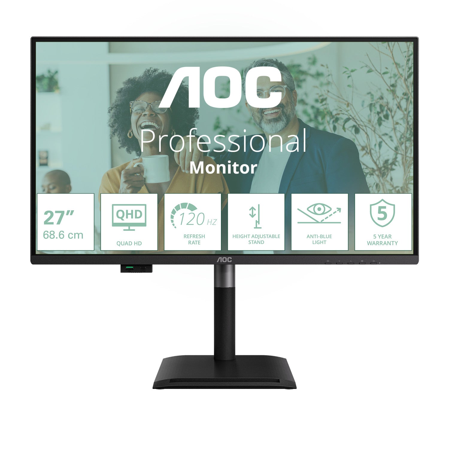 AOC Q27P4CV Monitor PC 27 pollici 2560 x 1440 Pixel Quad HD LED Nero