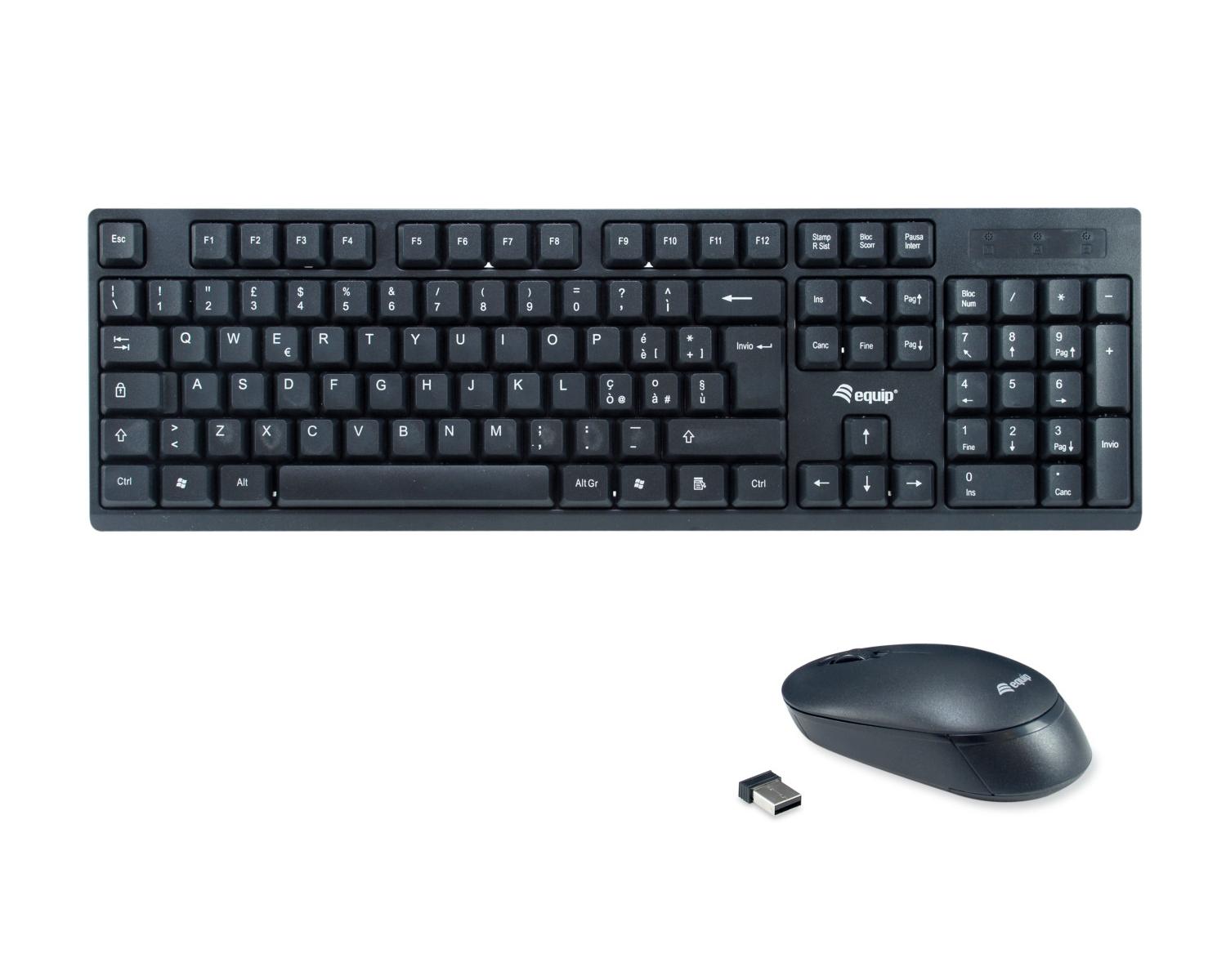 Equip 245223 tastiera Mouse incluso RF Wireless QWERTY Italiano Nero
