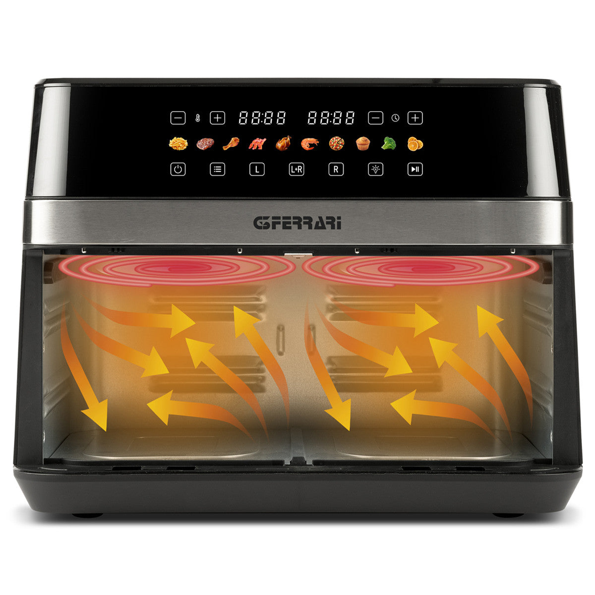G3 Ferrari G10223 Friggitrice ad aria calda Doppia 12 L Indipendente 2200 W Nero, Acciaio inox
