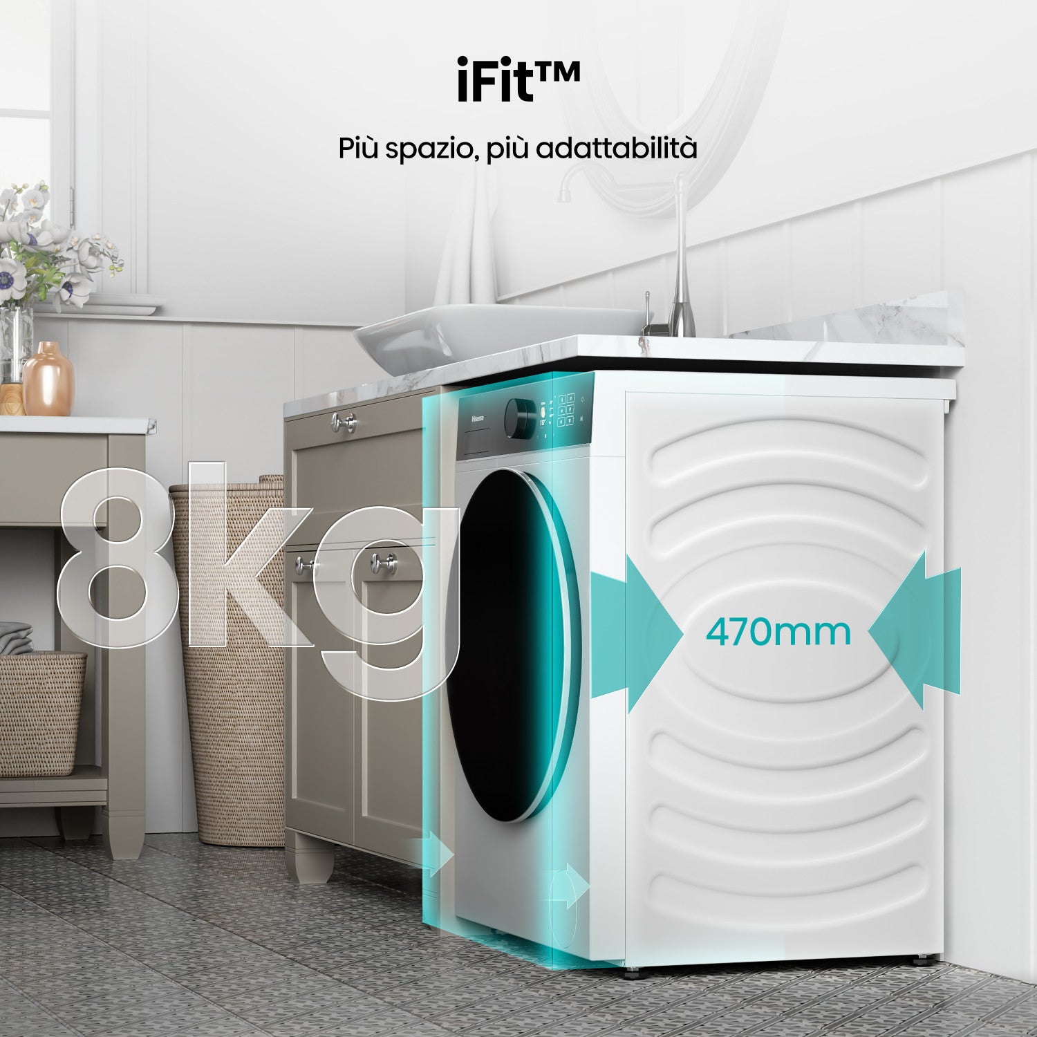 Hisense WF5I8043BWF lavatrice Caricamento frontale 8 kg 1400 Giri/min Bianco Venduto come Grado A 6901101832481