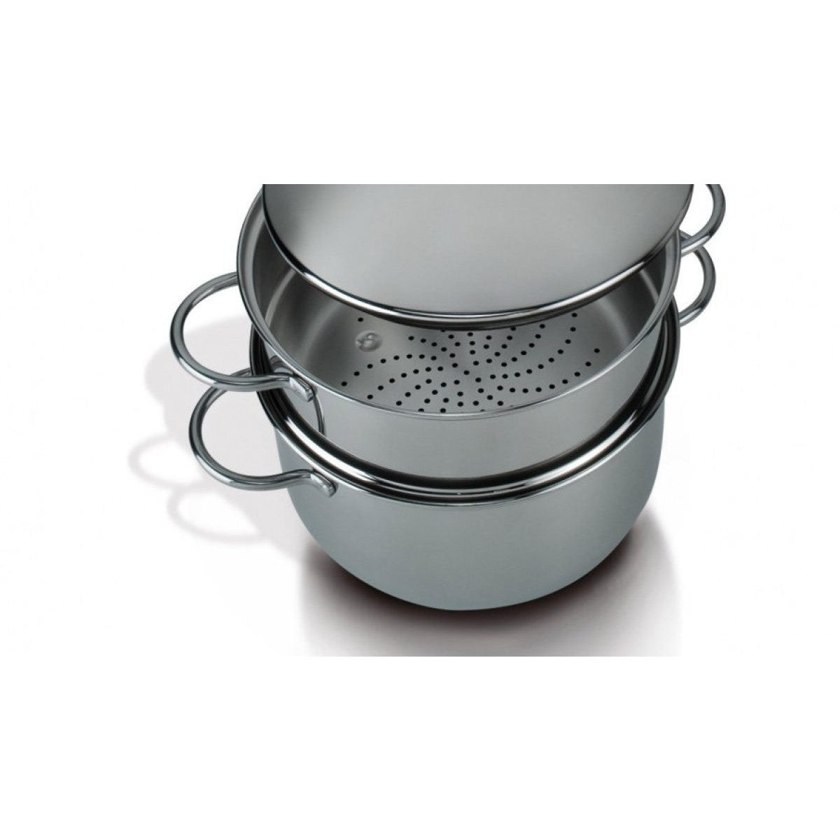 Barazzoni Vaporset Inox Set Cottura a Vapore 3 Pezzi Acciaio Inox 18/10 Diametro 24 cm 4,5 L Induzione