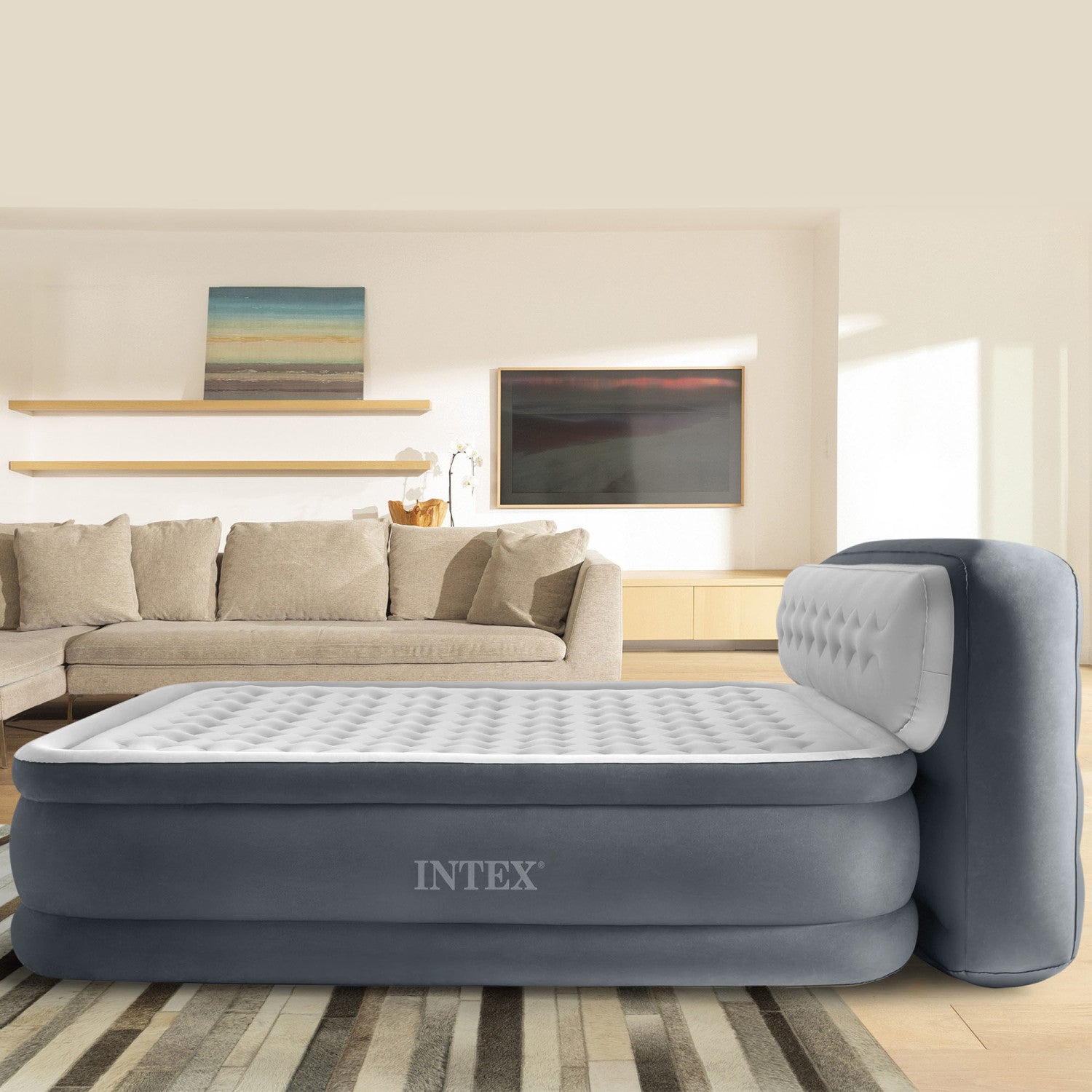 Intex DuraBeam Ultra Plush Headboard Doppio materasso Grigio chiaro Unisex