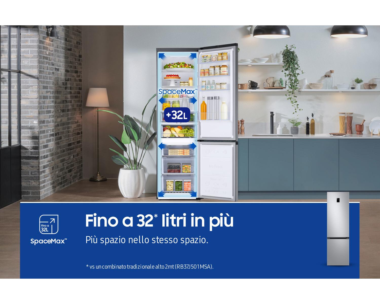 Samsung Frigorifero Combinato EcoFlex AI 2m 390L RB38C674CSA