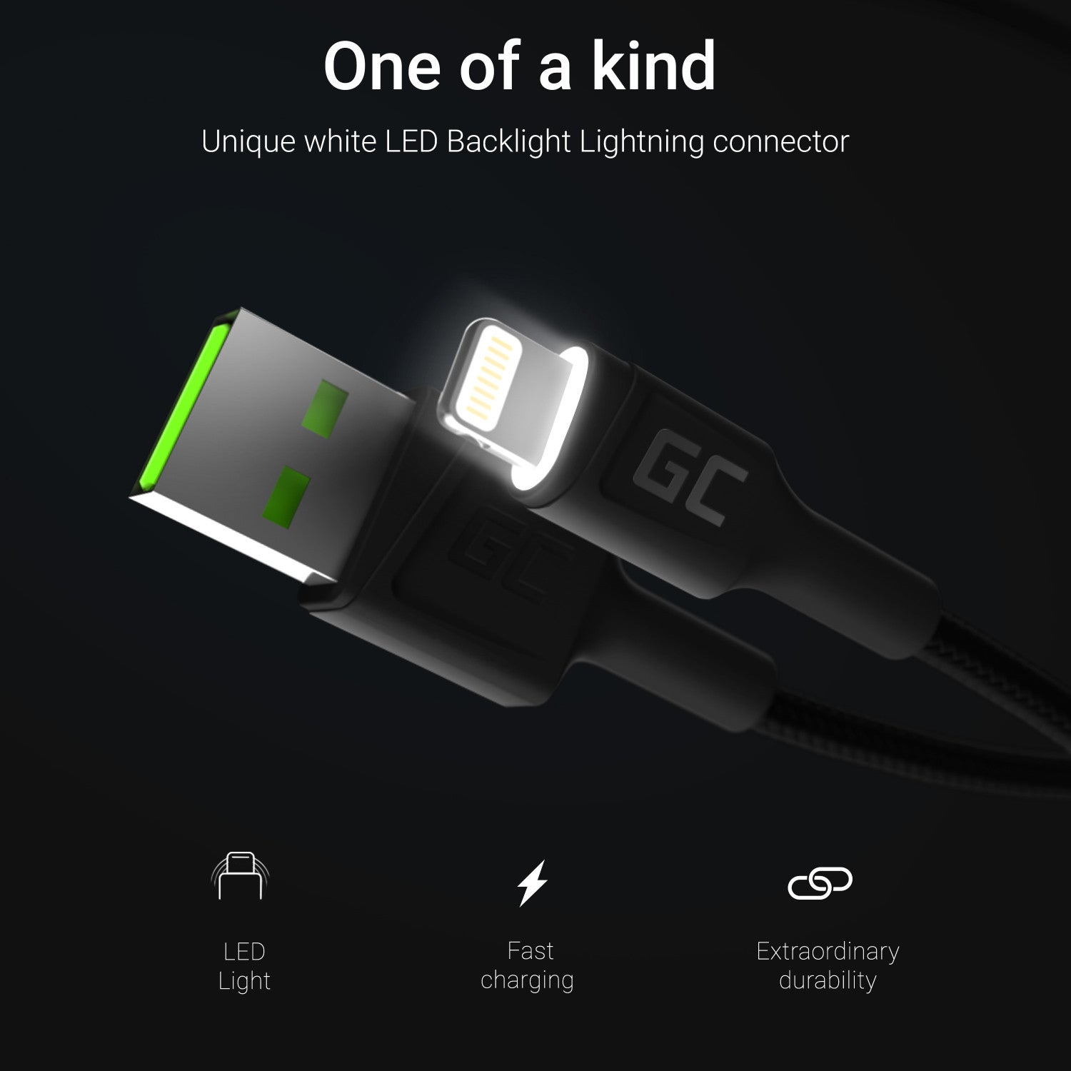 Green Cell KABGC12 cavo Lightning 2 m Nero