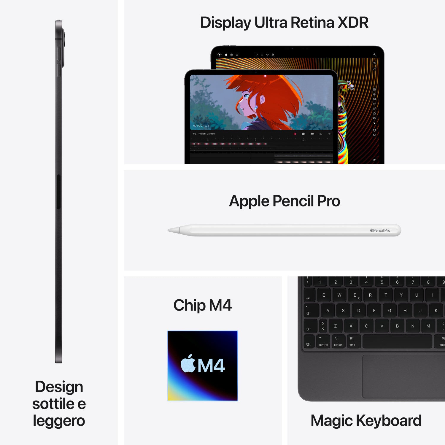Apple MVVE3TY/A iPad Pro 11 Pollici 1TB Wi-Fi 6E Face ID Nero Siderale