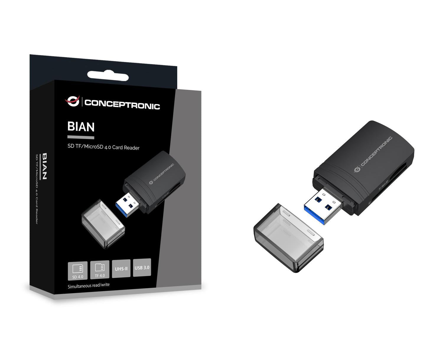 Conceptronic BIAN06B lettore di schede USB 3.2 Gen 1 3.1 Gen 1 Type-A Nero