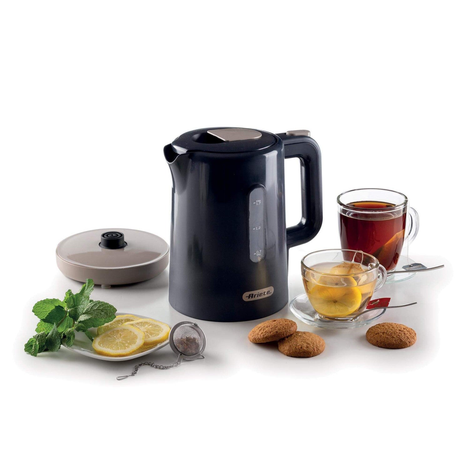 Ariete 00C284600AR0 Bollitore 1.7L Breakfast Dark Grey Capacità tanica acqua 1.7 L Potenza 2200 W Materiale della scocca Plastica Indicatore del livello dell'acqua Senza filo Grigio