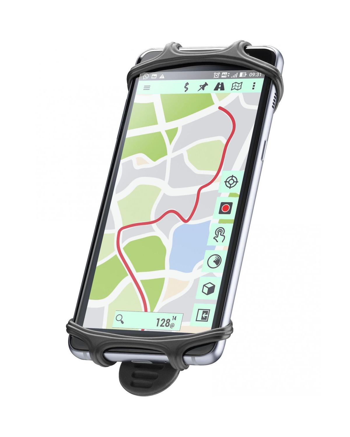 Cellularline Rider Universal Supporto Porta Smartphone in Silicone per Manubrio Tondo Bicicletta Nero