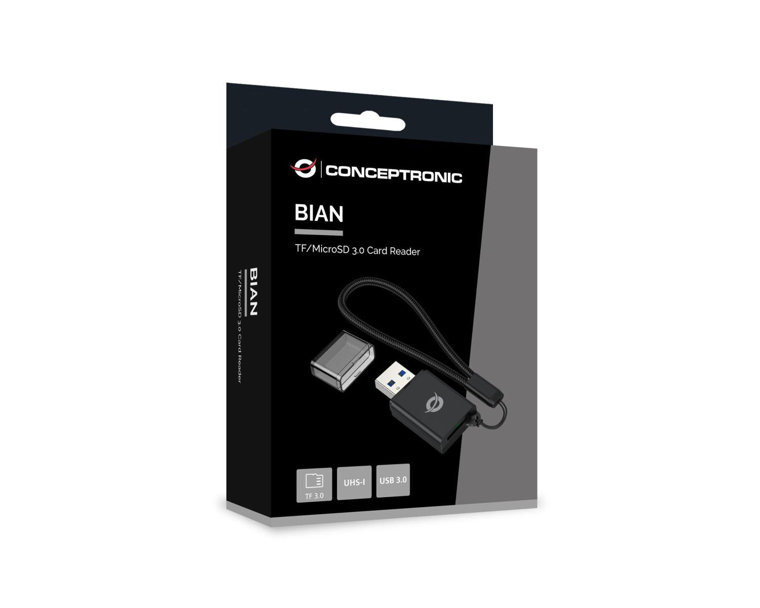 Conceptronic BIAN07B lettore di schede USB 3.2 Gen 1 3.1 Gen 1 Type-A Nero